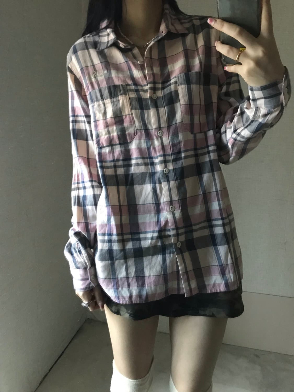 노스페이스 연핑크 체크셔츠 상품이미지3