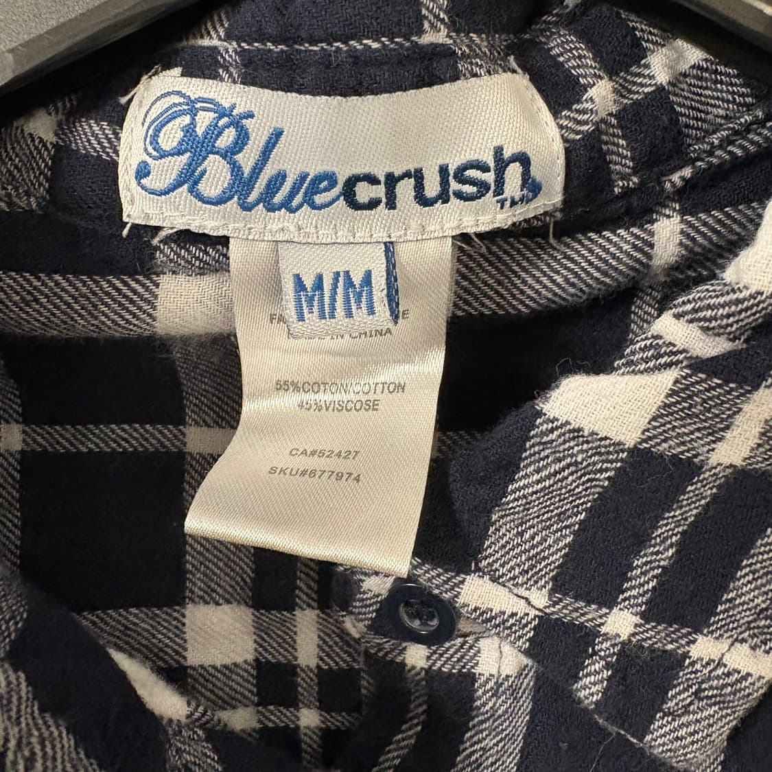 navy checked shirt M 상품이미지3