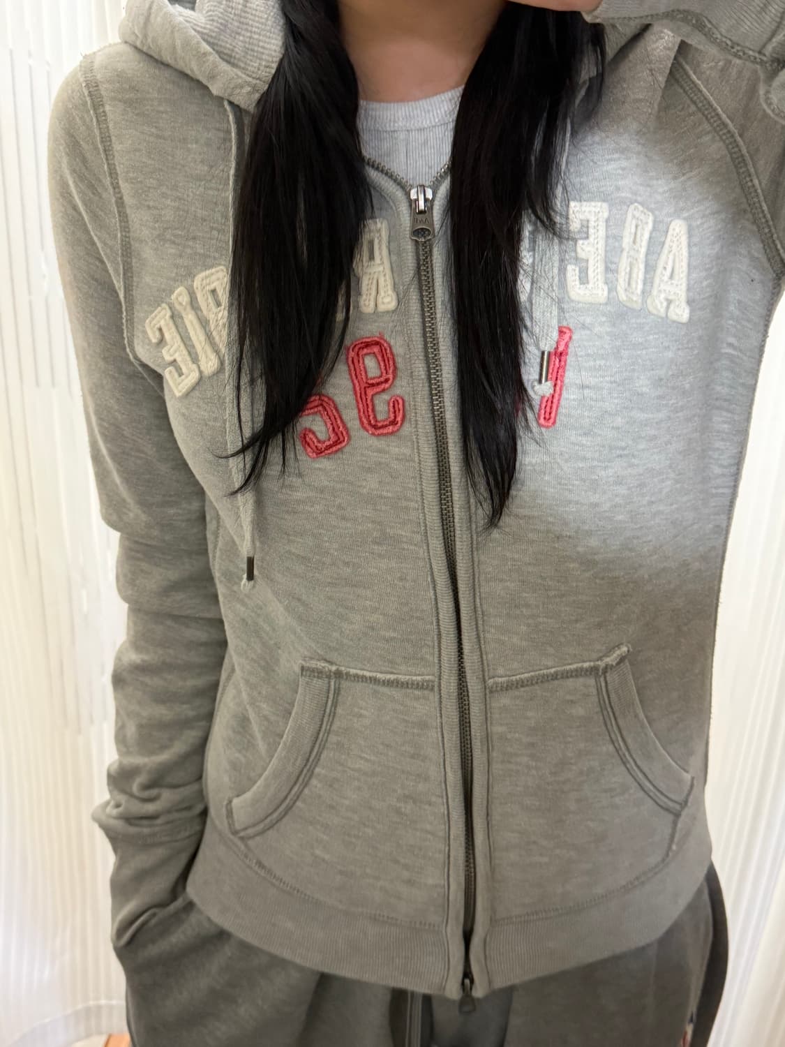 대장템 슬림핏 아베크롬비 그레이 후드집업 L 상품이미지1