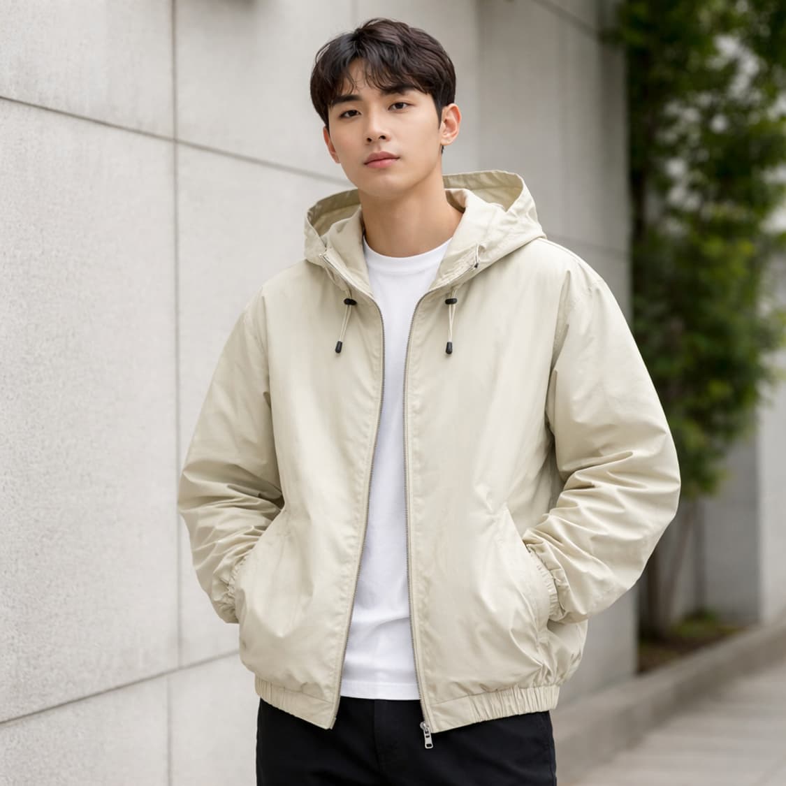 젠틀커버 후드 집업 자켓 아이보리 상품이미지1