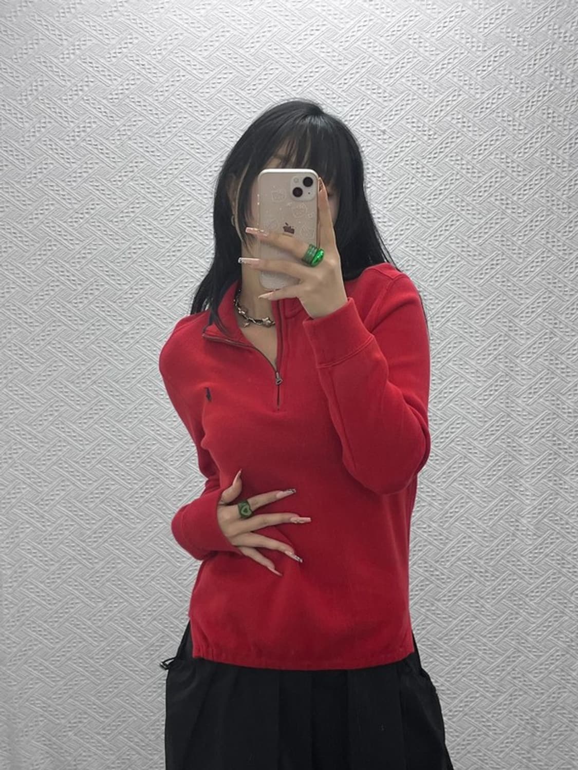 폴로 랄프로렌 빈티지 모던캐주얼 레드 반집업 니트 L C08170 상품이미지1