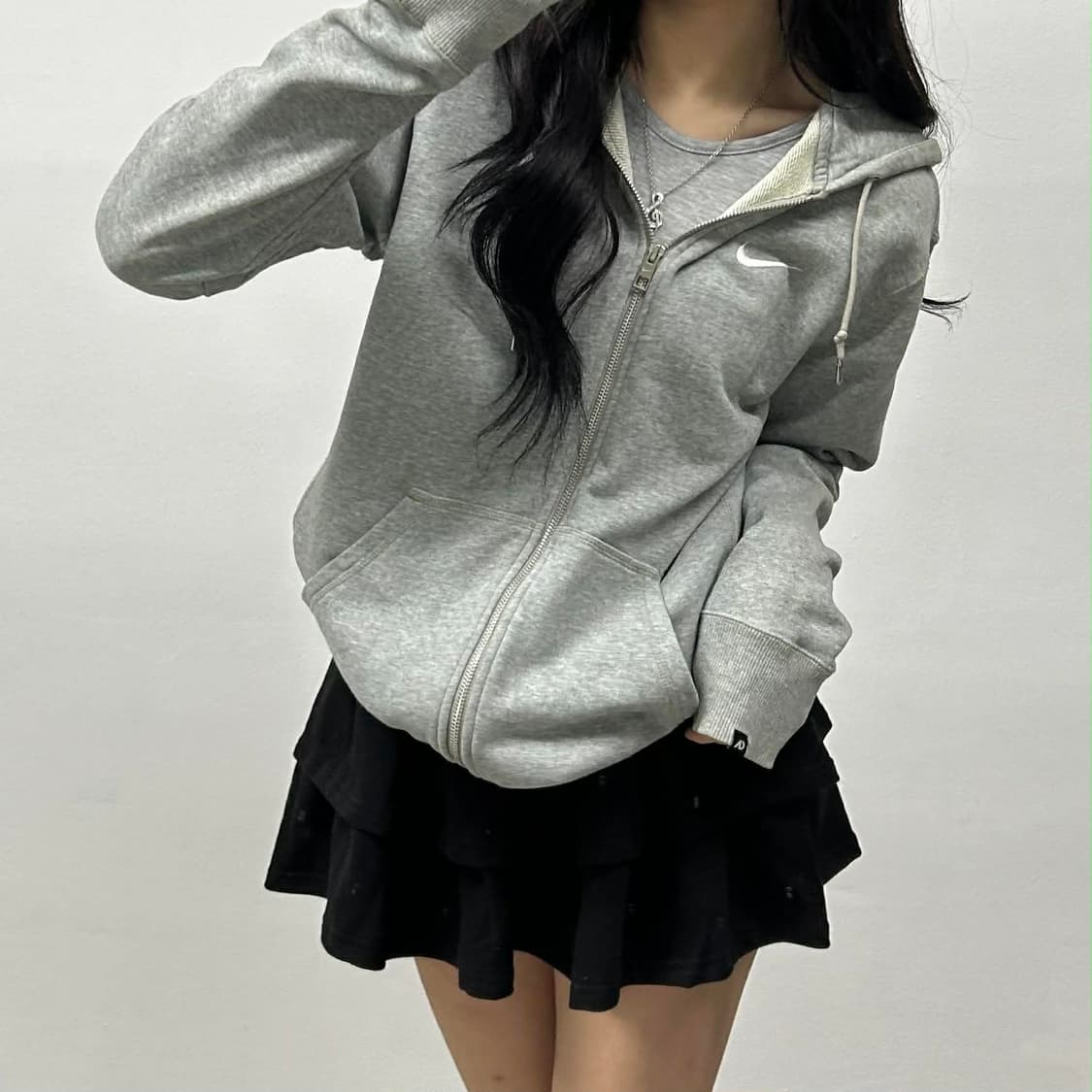 나이키 솔로 스우시 그레이 스웻 후드집업 희귀져지(L) 상품이미지1