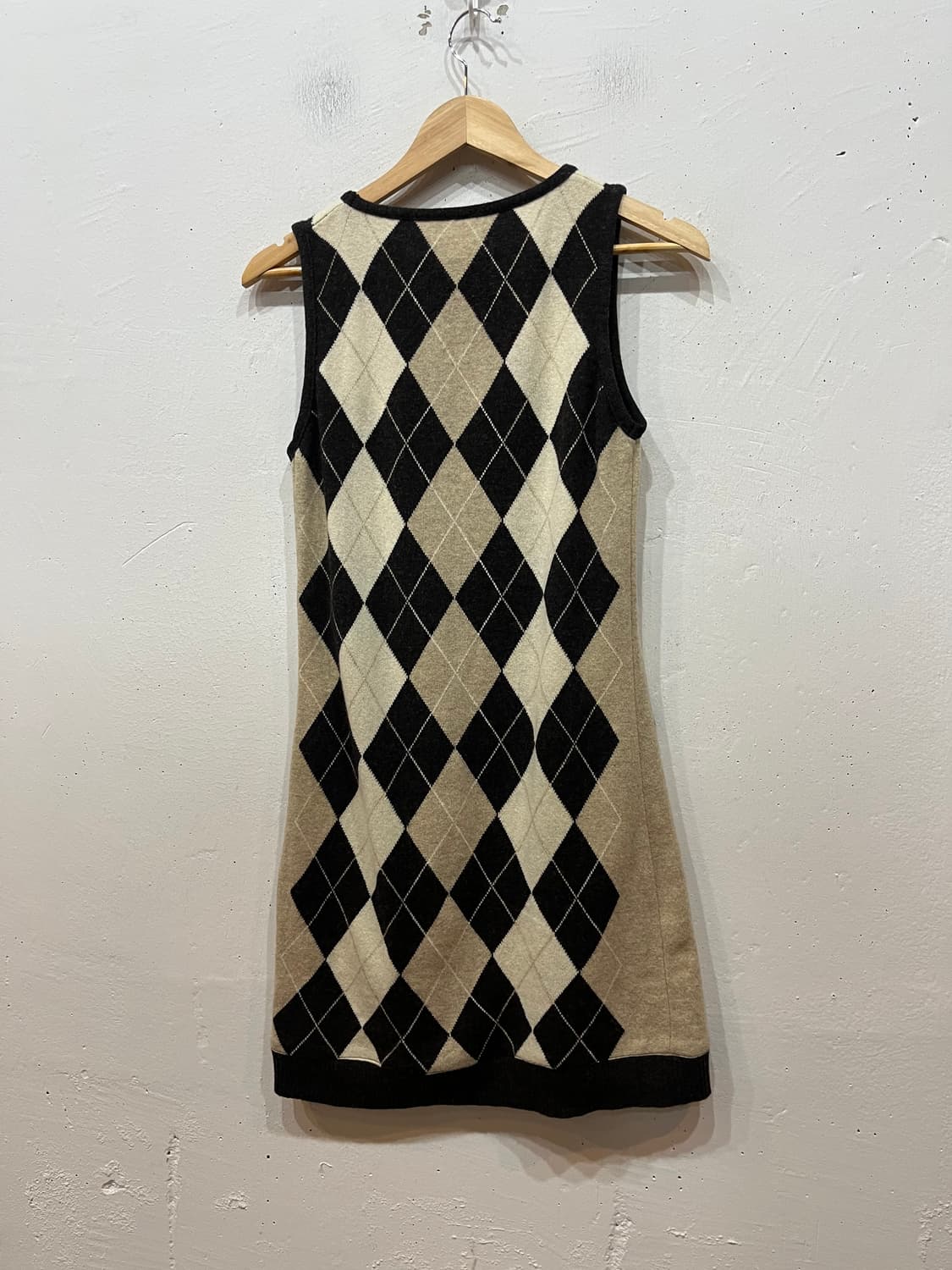 베네통 아가일 울 민소매 니트 원피스 상품이미지3