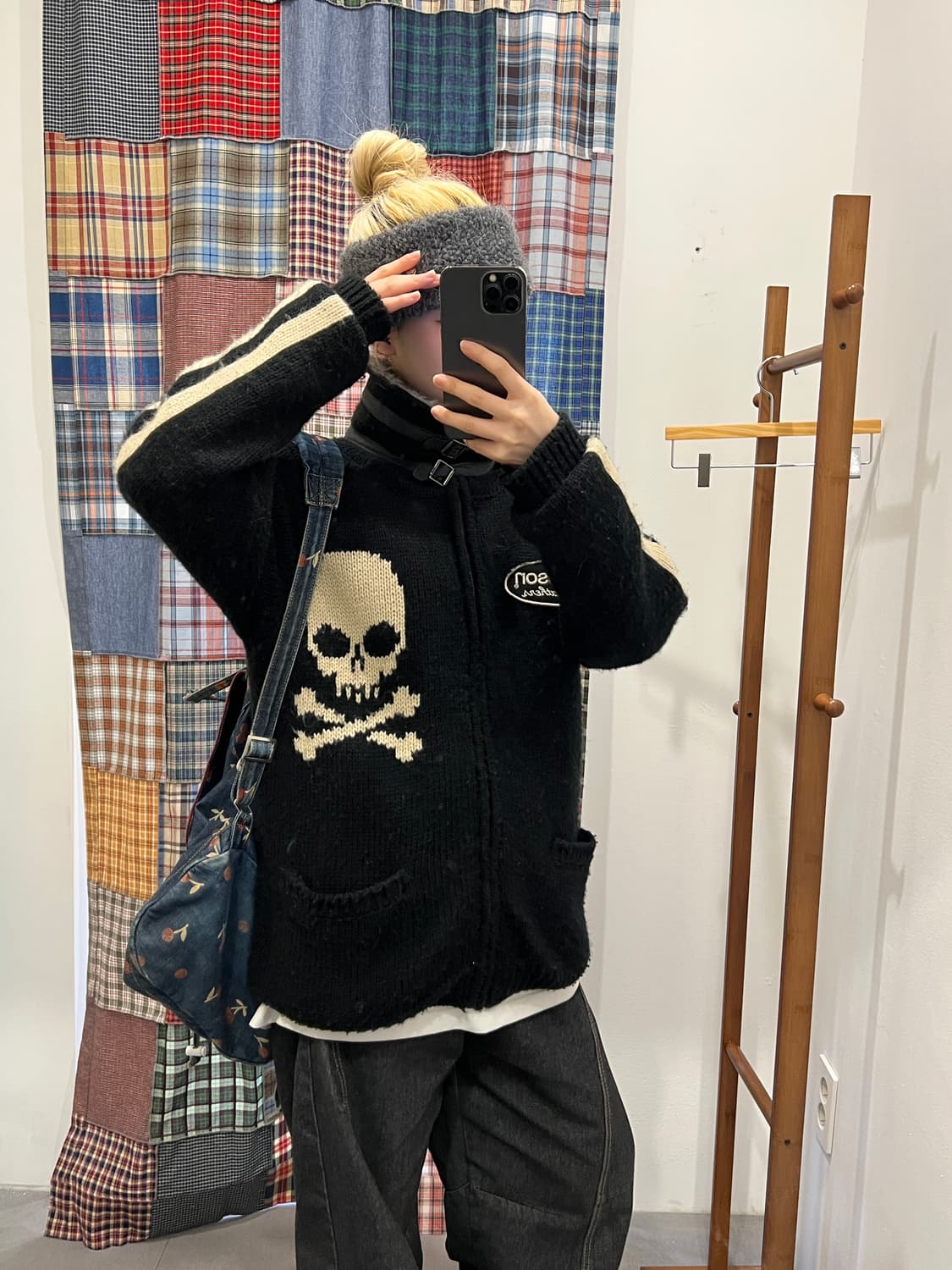 벤슨 블랙 넥버클 스켈레톤 코위찬 무스탕 상품이미지7