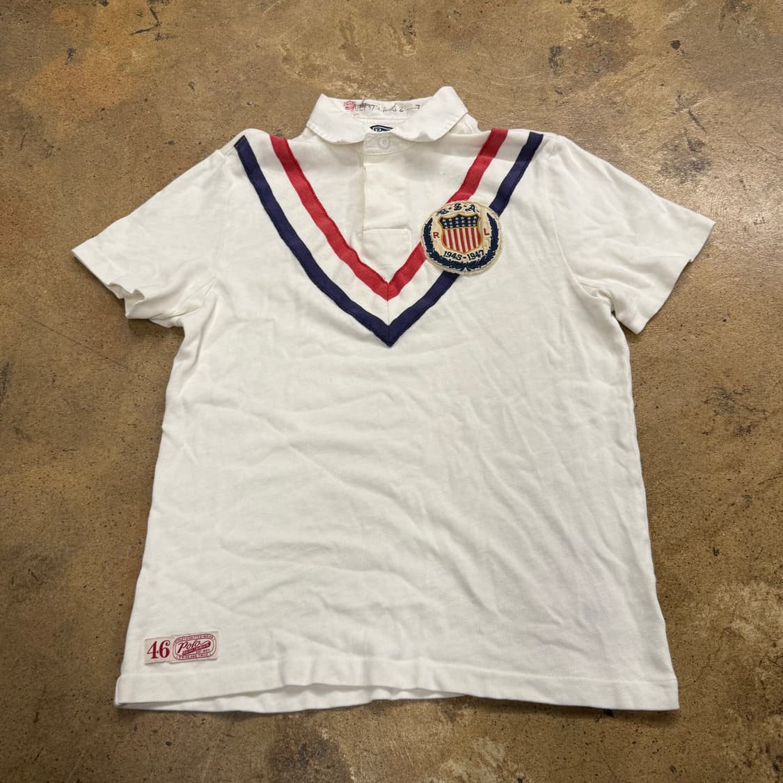 폴로 랄프로렌 화이트 USA 럭비 PK 카라 반팔 티 상품이미지2