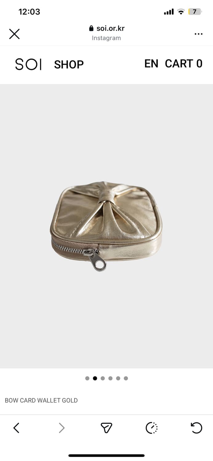 soi BOW CARD WALLET GOLD 상품이미지2