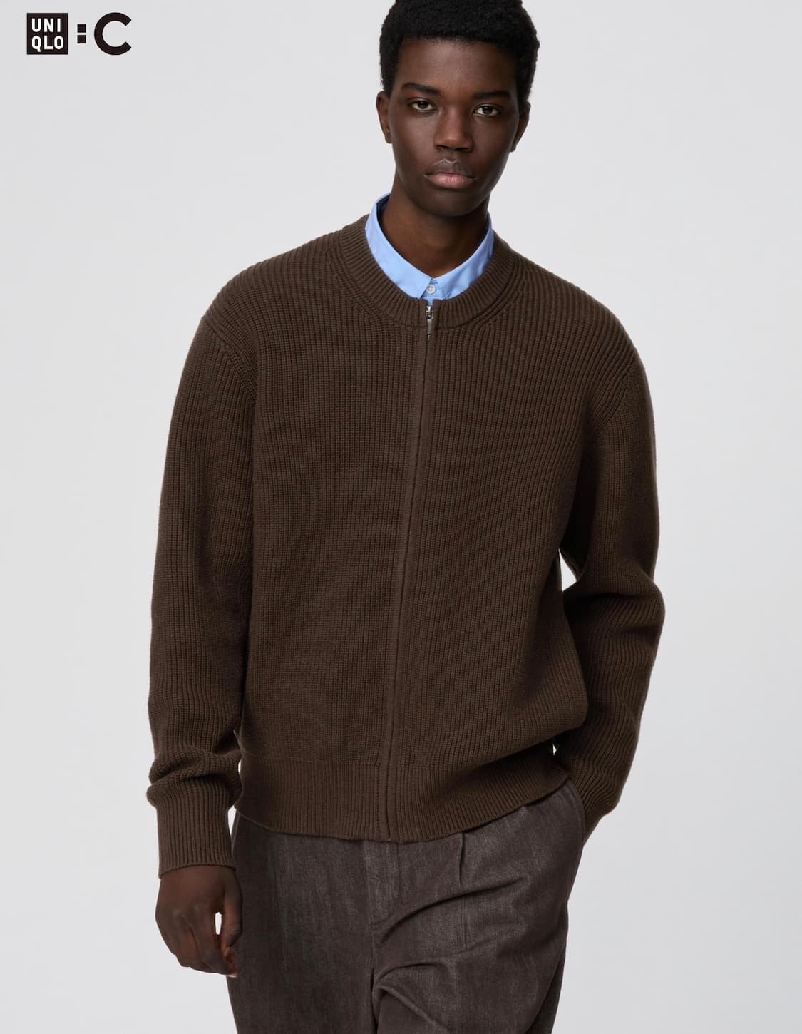 [L] 유니클로U 크루넥 풀 집 가디건 상품이미지1