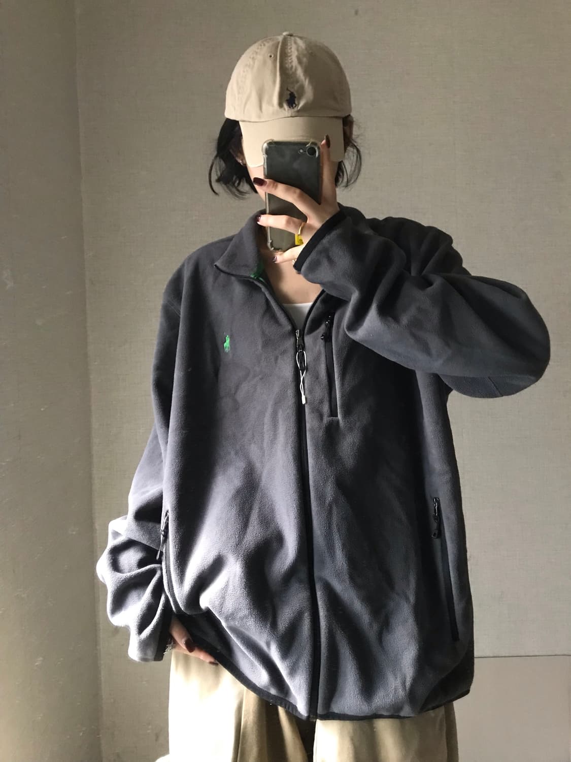 폴로 그레이 오버핏 후리스 상품이미지5