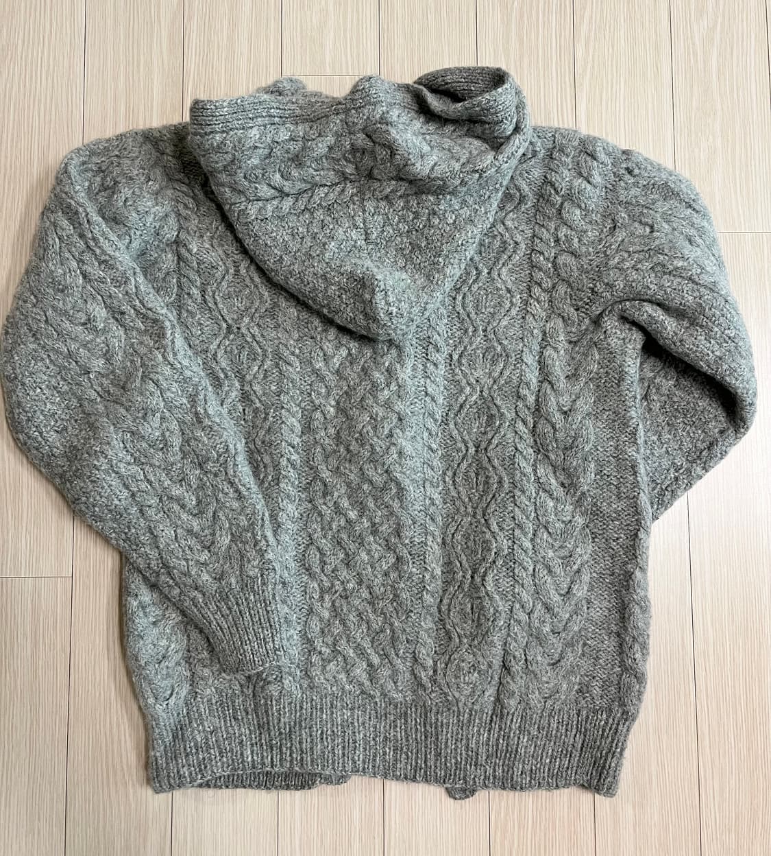 빈티지 울100 그레이 후드 가디건 상품이미지2