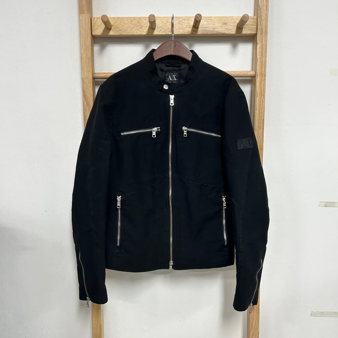 아르마니 익스체인지 코튼 싱글 라이더 자켓 블랙 상품이미지3