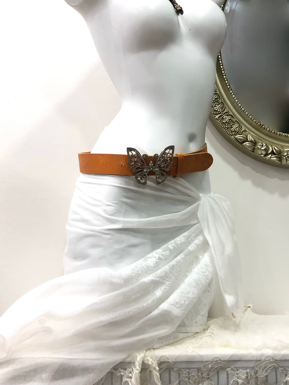 butterfly pendant orange brown belt(예약중) 상품이미지2