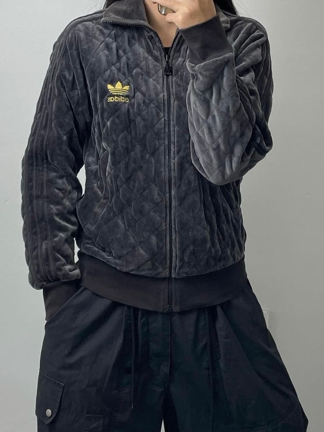 아디다스 져지/아디다스 일본라인 벨벳 금장 유로파 차콜 트랙탑 상품이미지1