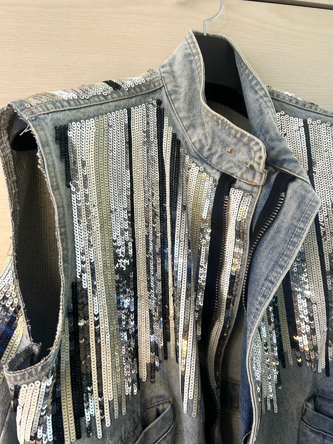 Spangle Detail Over Denim Vest 상품이미지6