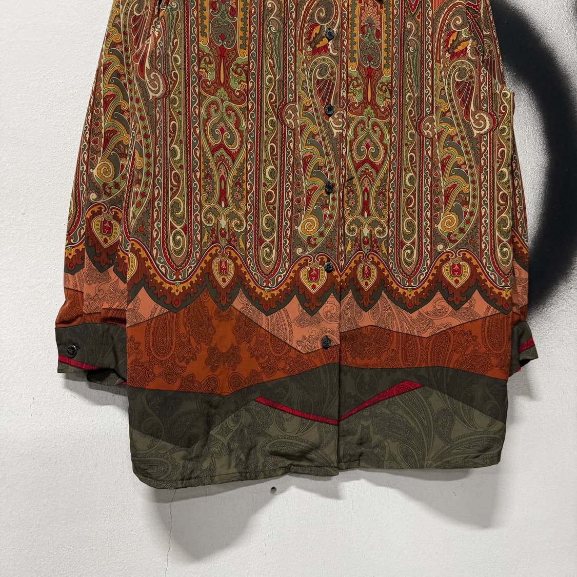 VTG 빈티지 에스닉 바로크 페이즐리 풀 패턴 긴팔 셔츠 상품이미지4