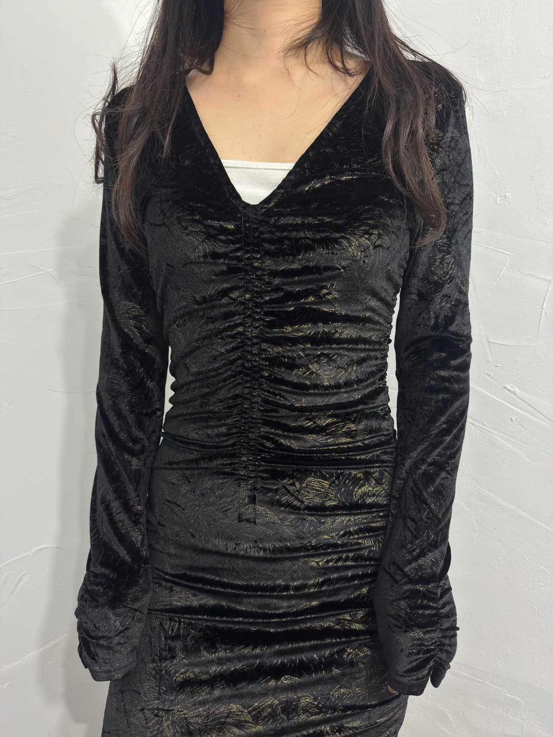 oriental velvet shirring dress 상품이미지2