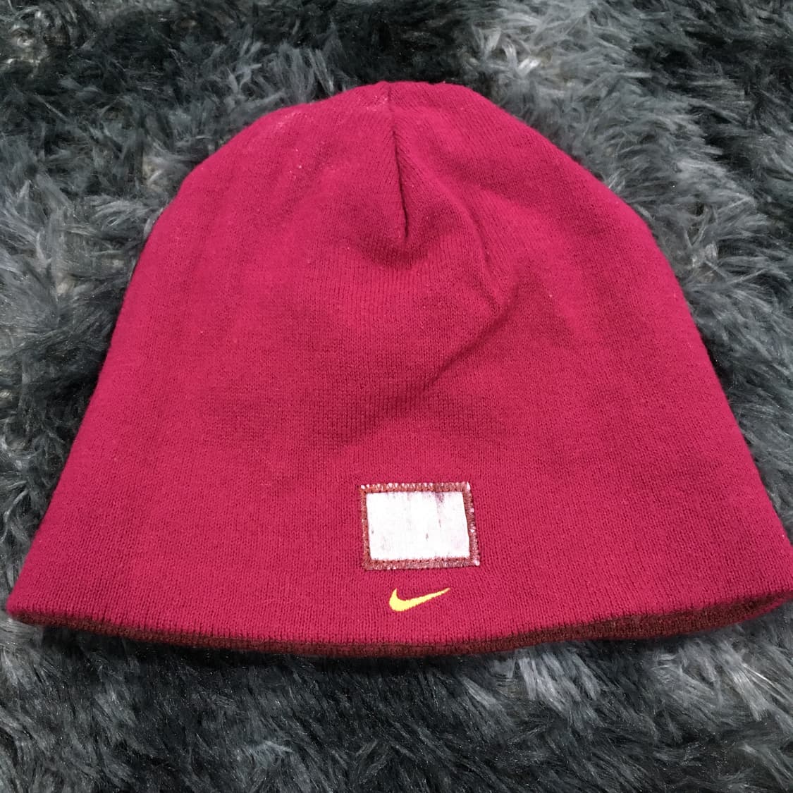 투티/0373 NIKE 나이키 레드 핑크 와인 비니 리버시블 패치 로고 상품이미지5