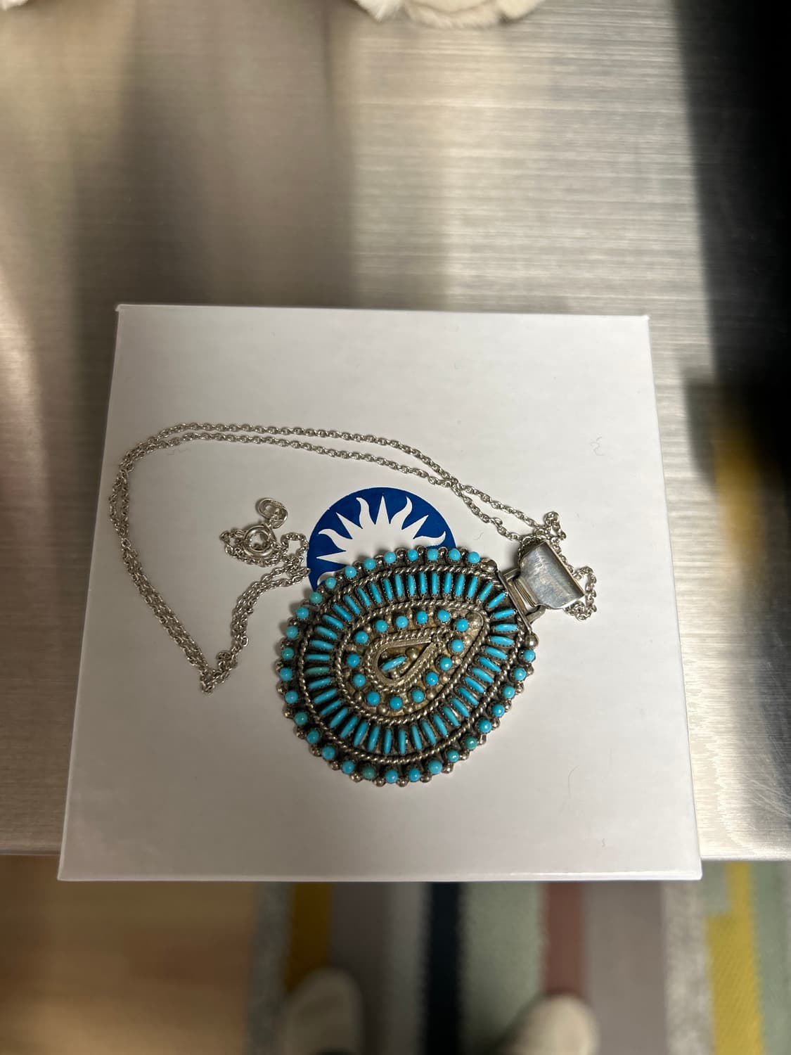 ZUNI 아티산 터키석 니들포인트 팬던트 목걸이 상품이미지2