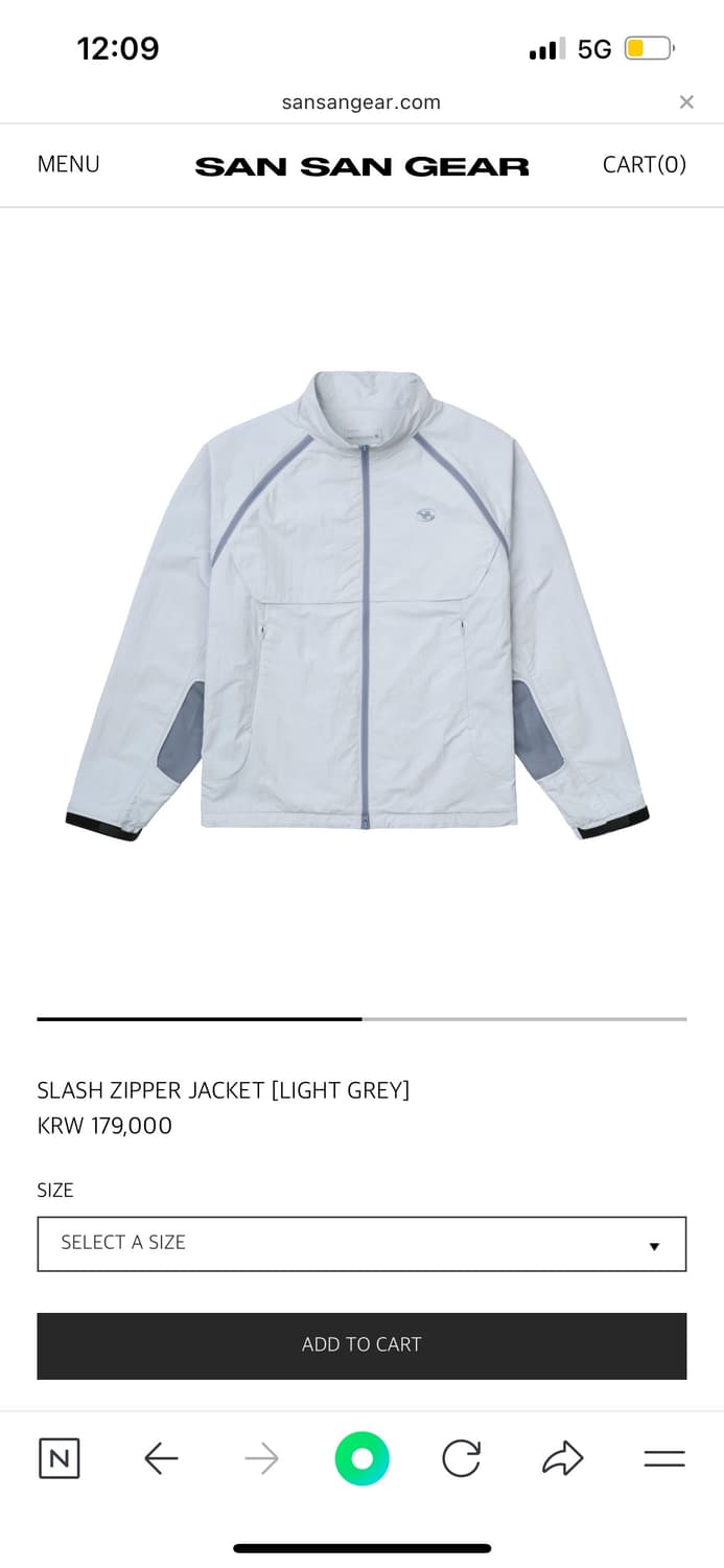 산산기어 바람막이 3사이즈 슬래시 지퍼 자켓 라이트그레이 상품이미지1