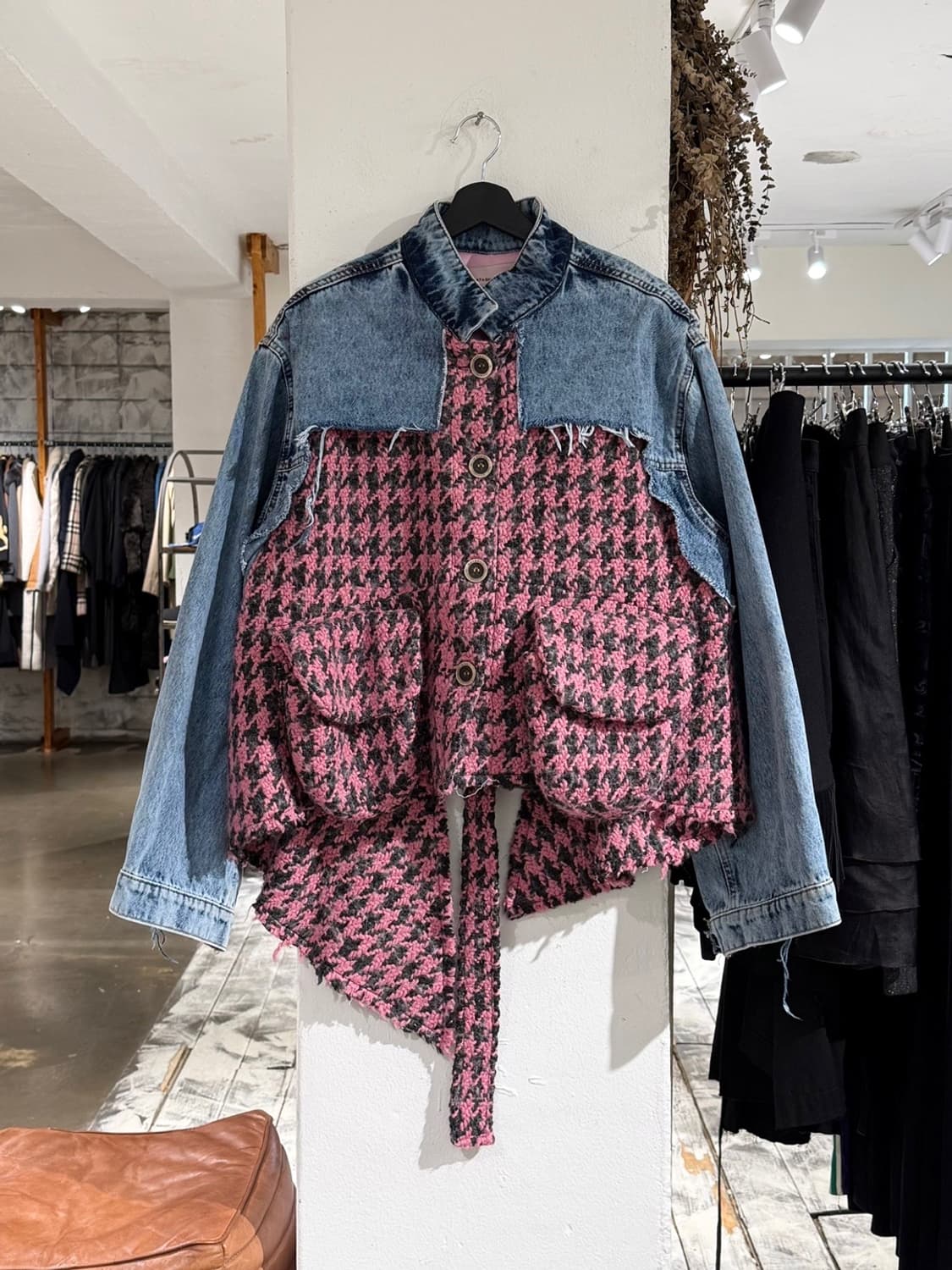 나타샤 진코 데님 하운드투스 트위드 비대칭 자켓 상품이미지1