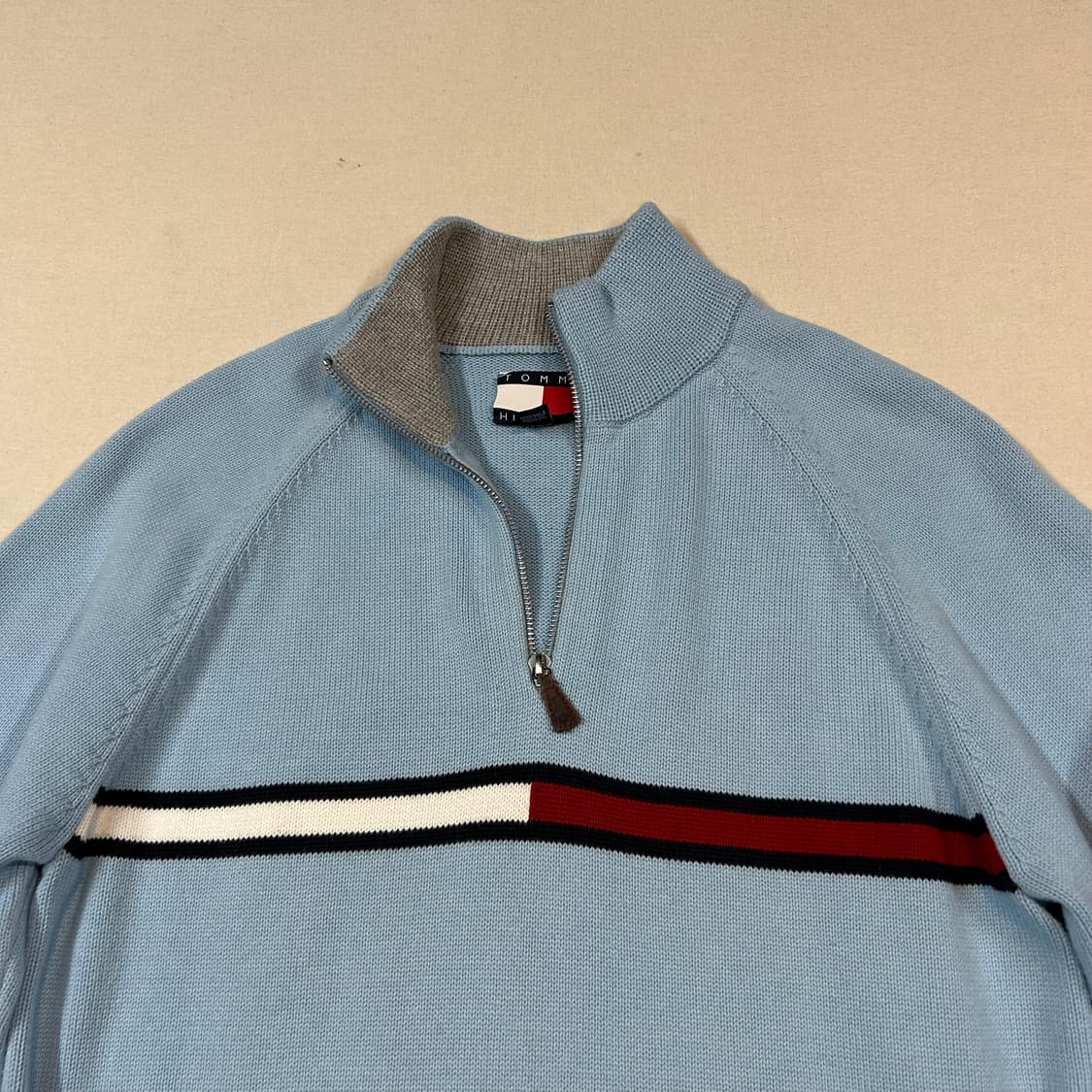 S) 타미힐피거 반집업 풀오버 코튼 니트 주황 오렌지 상품이미지3