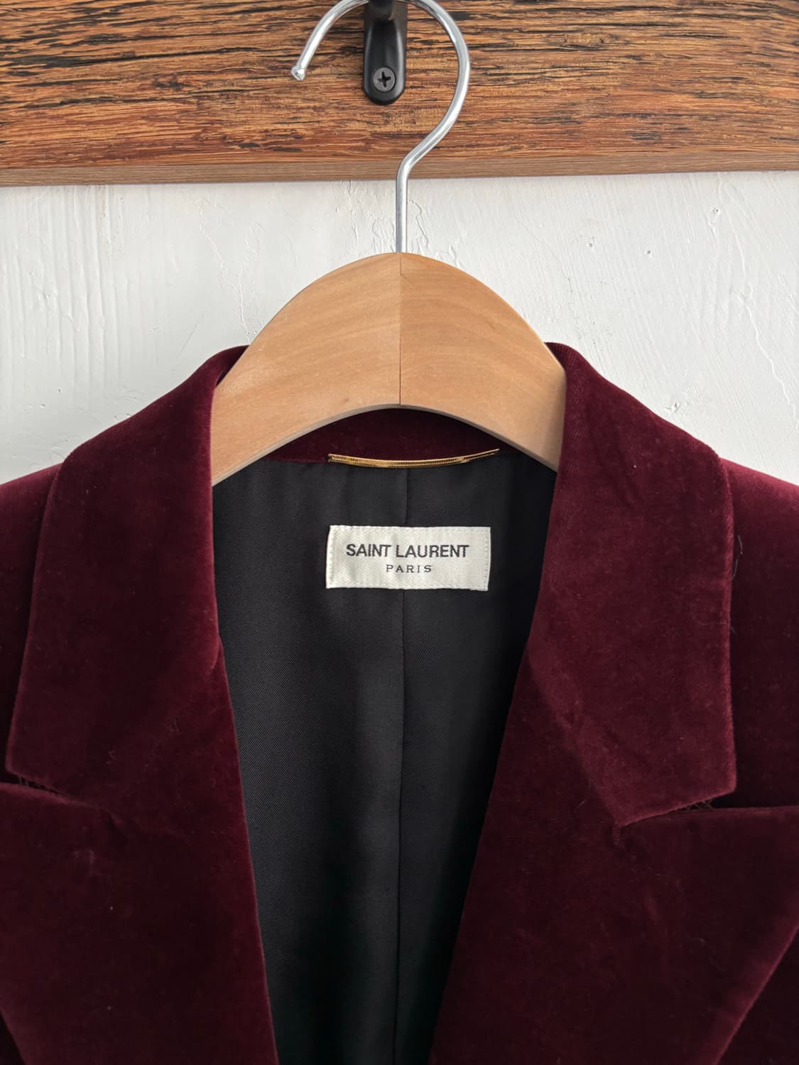 (새상품)Saint Laurent 생로랑 버건디 벨벳 싱글 블레이저 자켓 상품이미지6