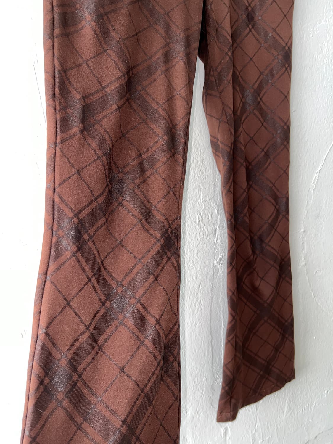 brown check pattern poly pants 상품이미지5