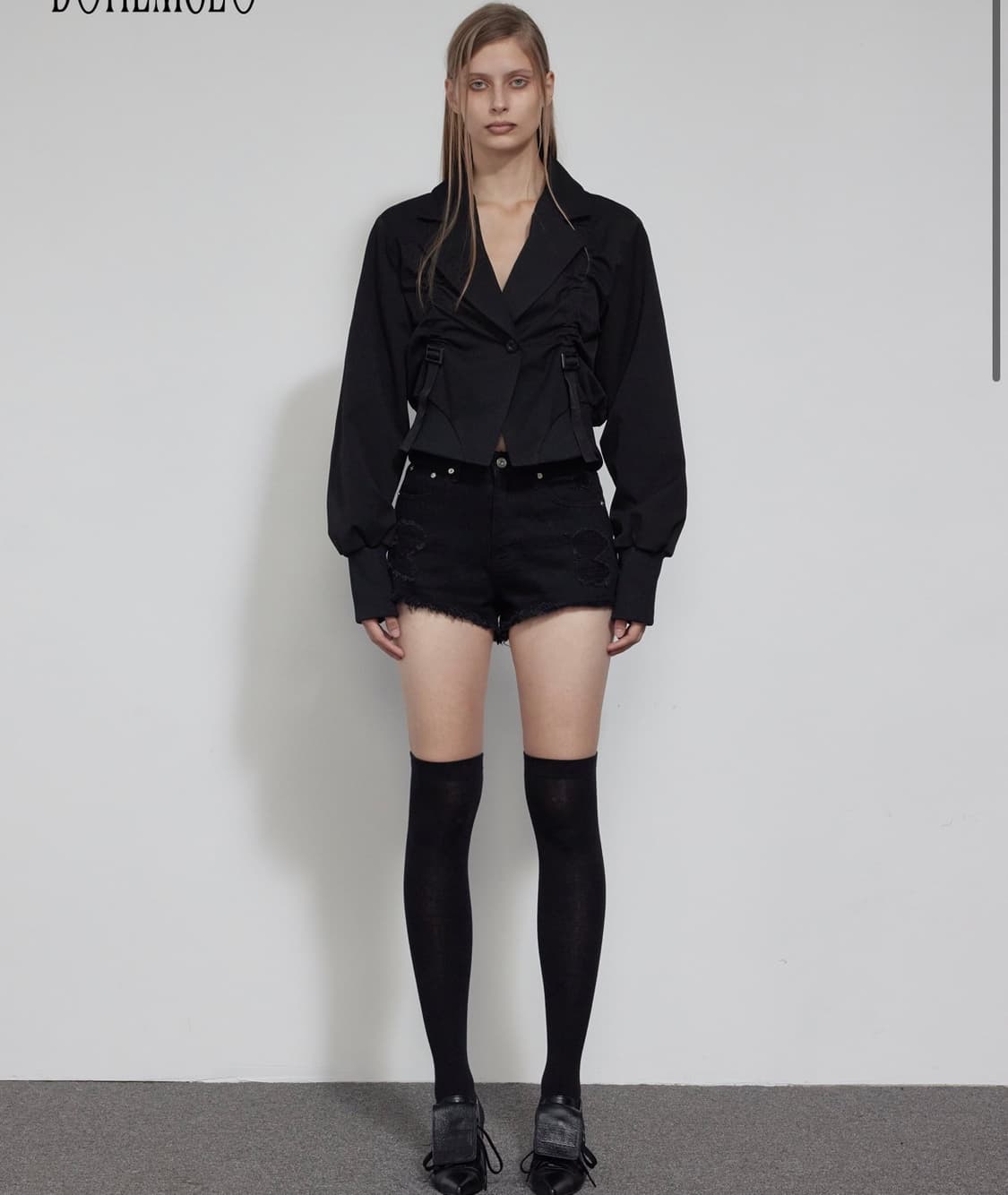 보헤미안서울 DAMAGE BLACK SHORTS, BLACK 상품이미지1