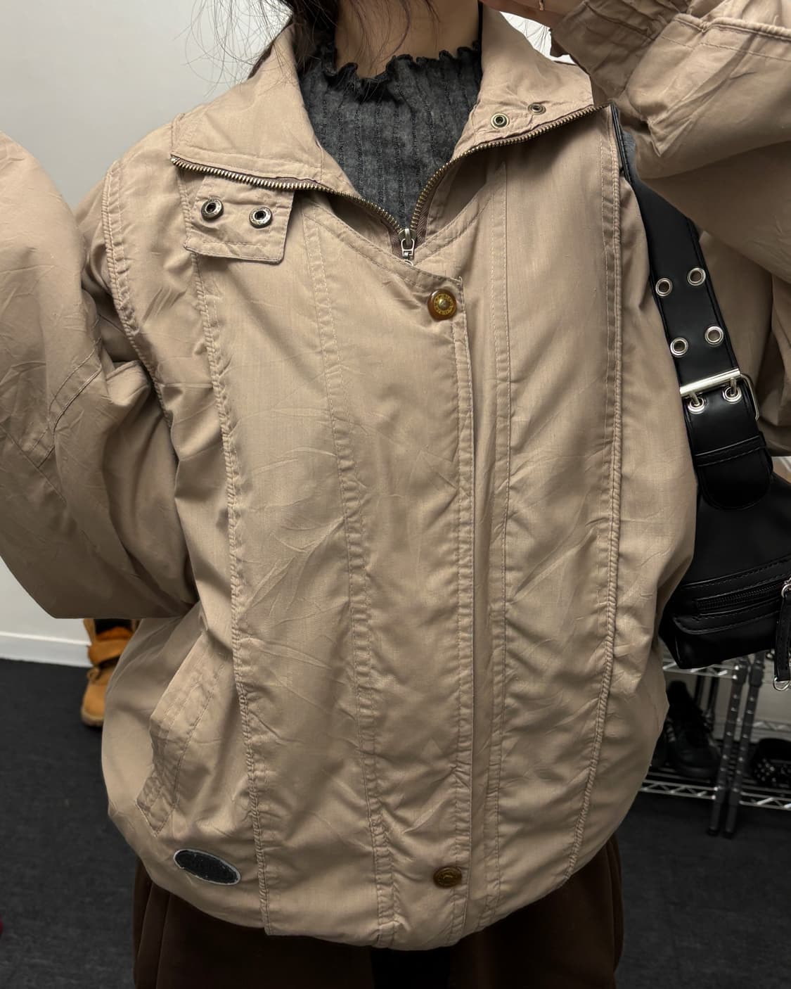 올드 빈티지 베이지 블루종 자켓 상품이미지1