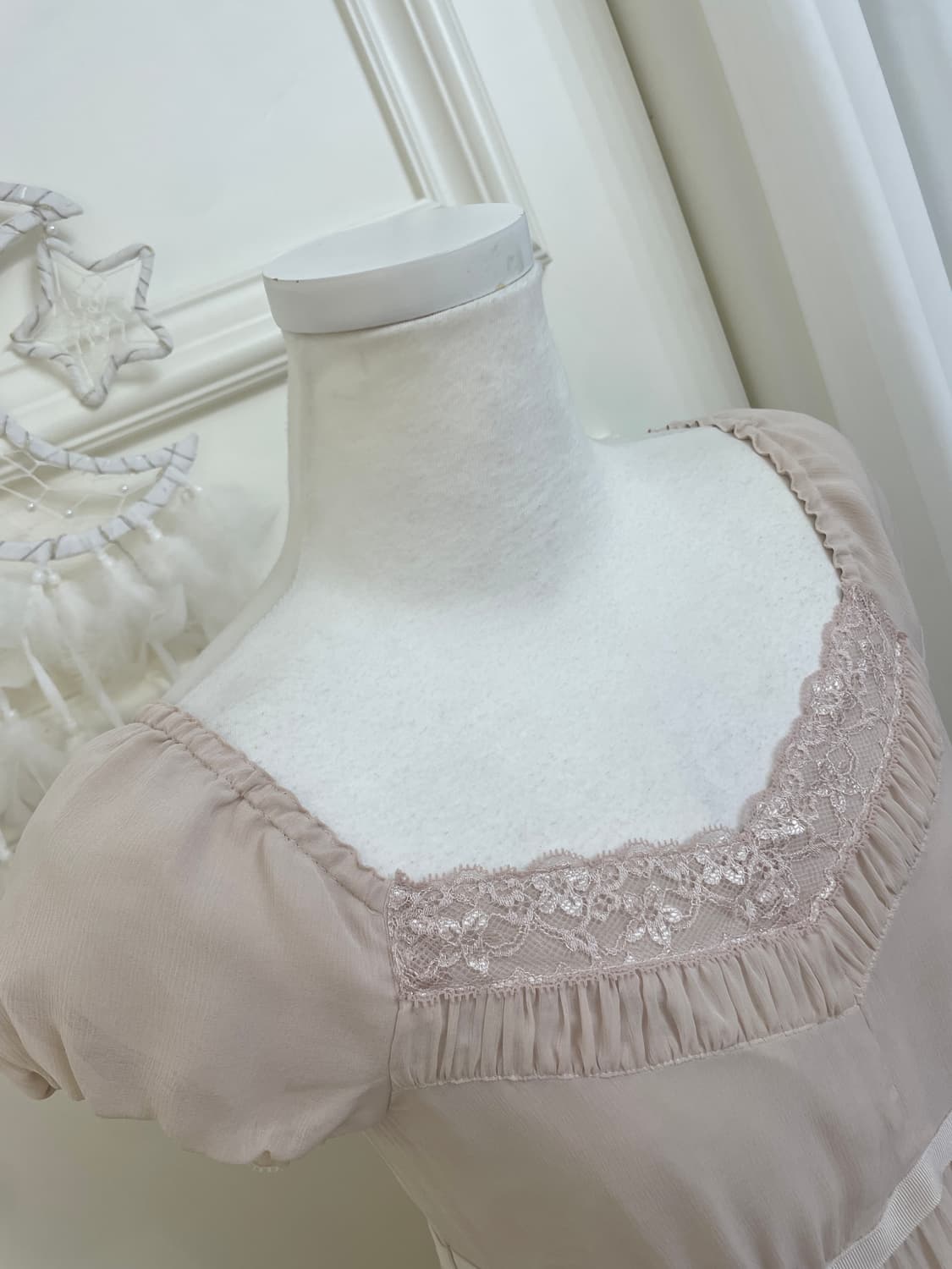 sheer pink lace trimming lovely princess 상품이미지8