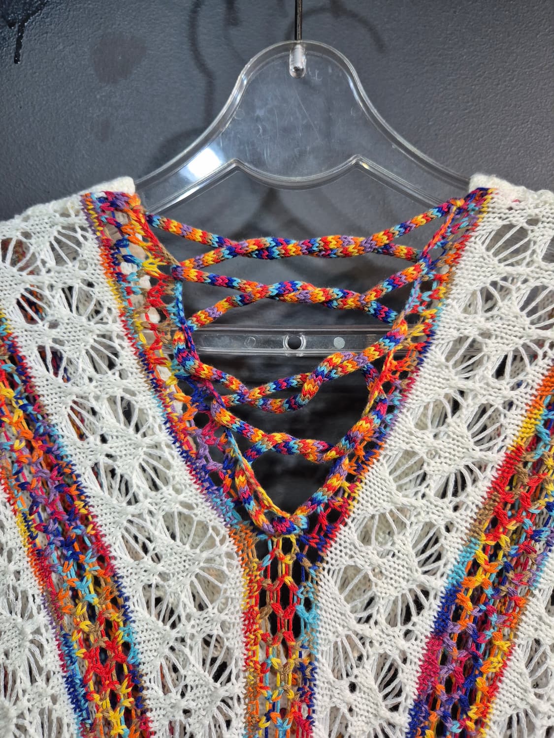화려한 컬러 배색 크로셰 니트 탑 55 66 상품이미지8