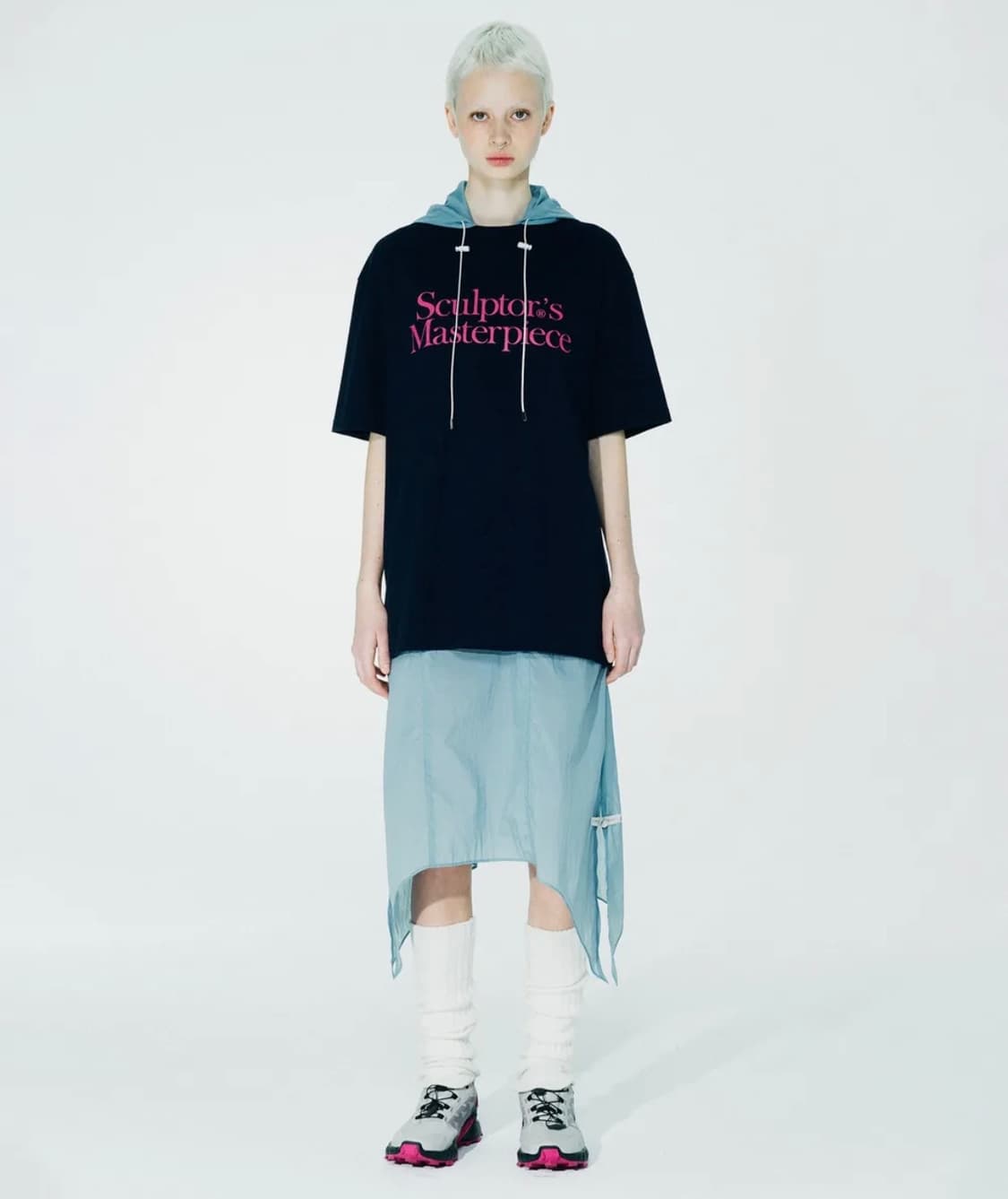 스컬프터 openwork hoodie dress  blue 상품이미지2