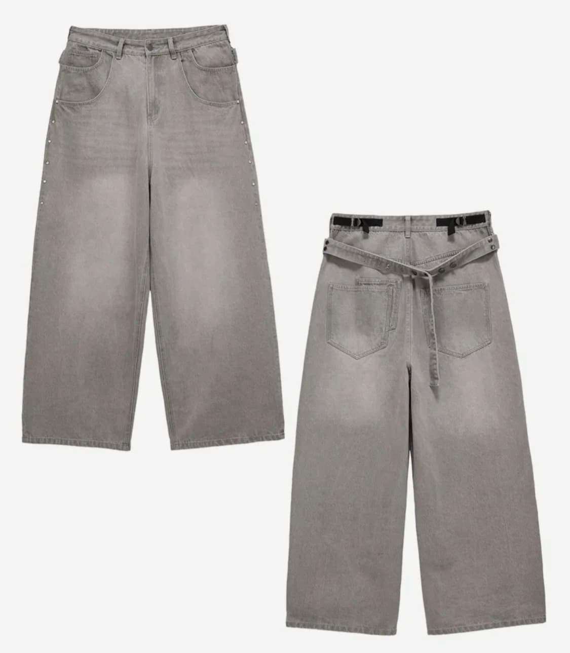 밈더워드로브 x 코인서울 벨티드 와이드 데님팬츠 2사이즈 상품이미지2