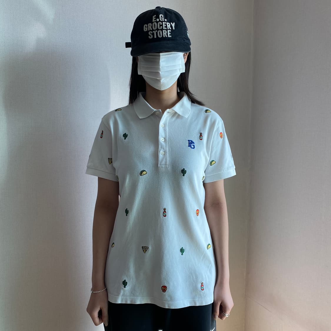 🌮 [Pearly Gates] 위트 자수 화이트 피케 셔츠 상품이미지5