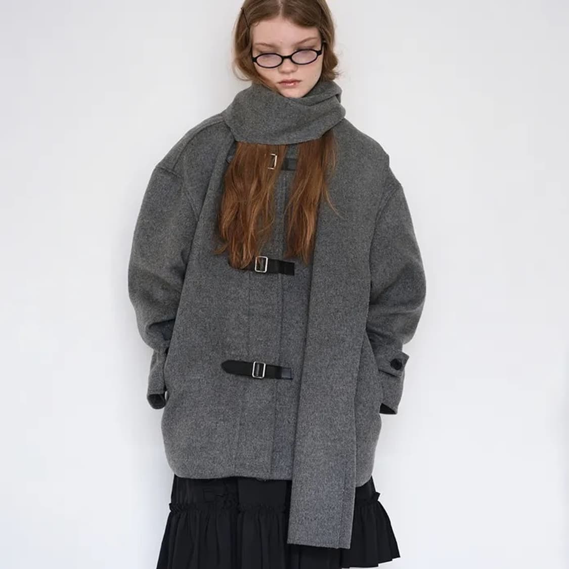 생긴스튜디오 BELTED SCARF HEAVY WOOL COAT 상품이미지1