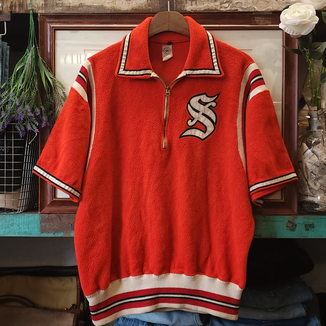 60s 빈티지 스웻셔츠 테리원단 니트 카라티 빈티지 티셔츠 L 상품이미지1