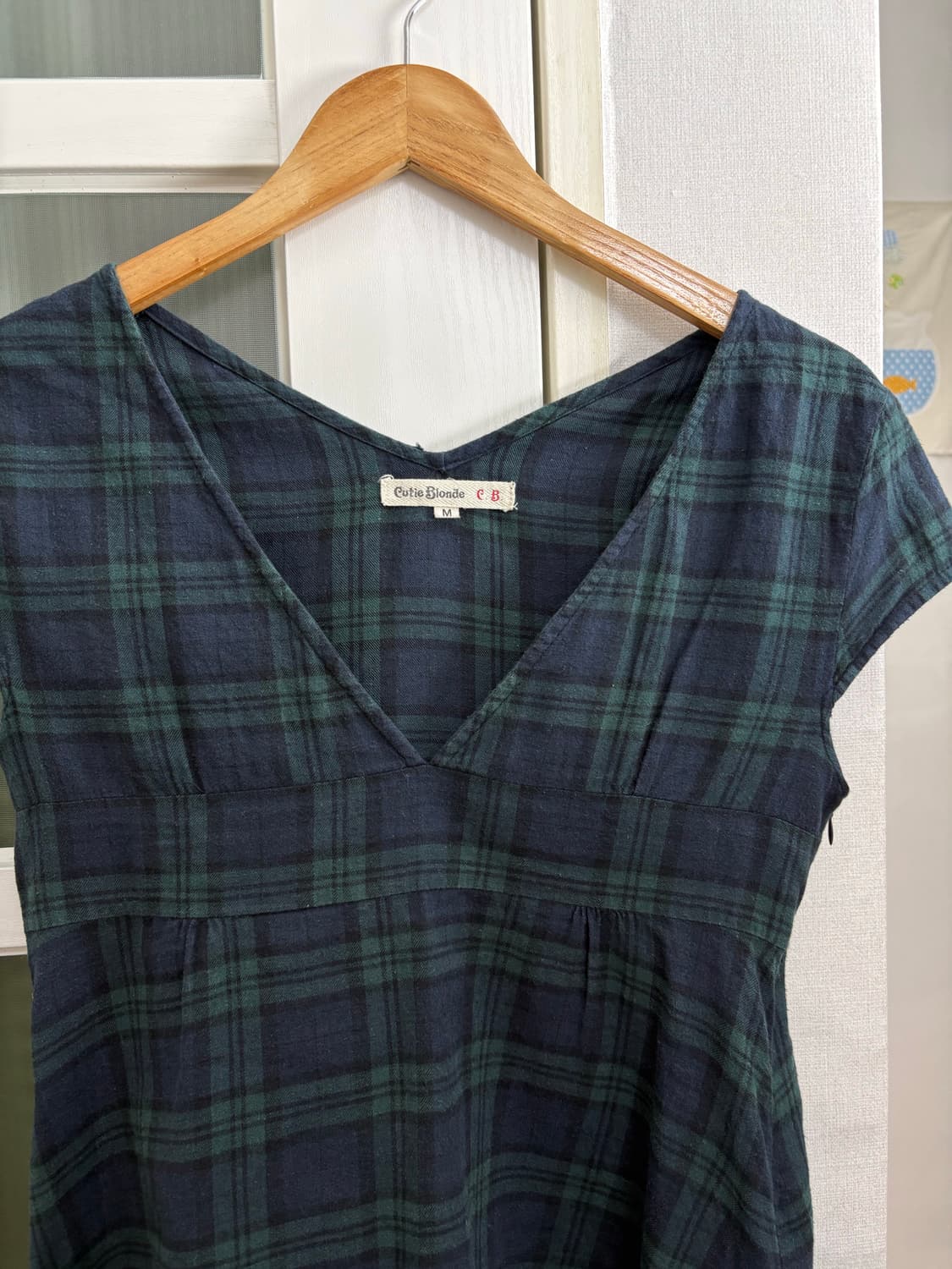 타탄체크 브이넥 블라우스 상품이미지3