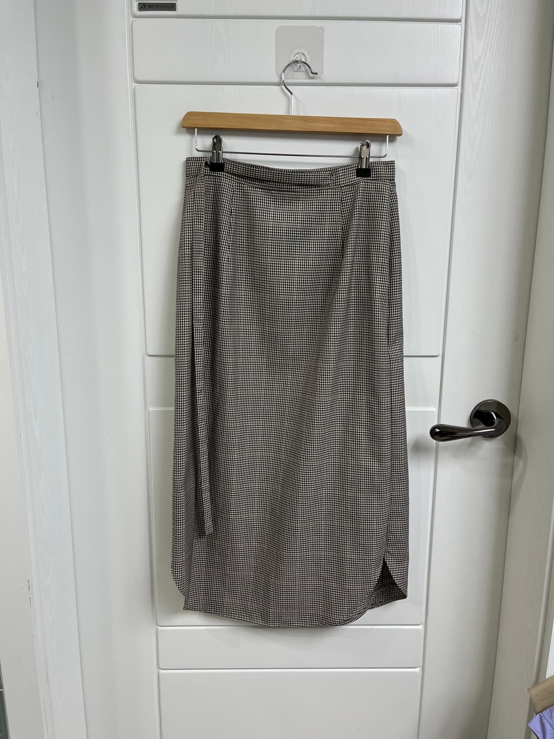 렉토 recto Check Wrapped Skirt 베이지 상품이미지3