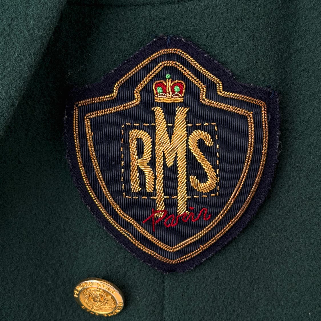 빈티지 아이비 스쿨룩 엠블럼 와펜 골드버튼 더블 자켓 상품이미지4