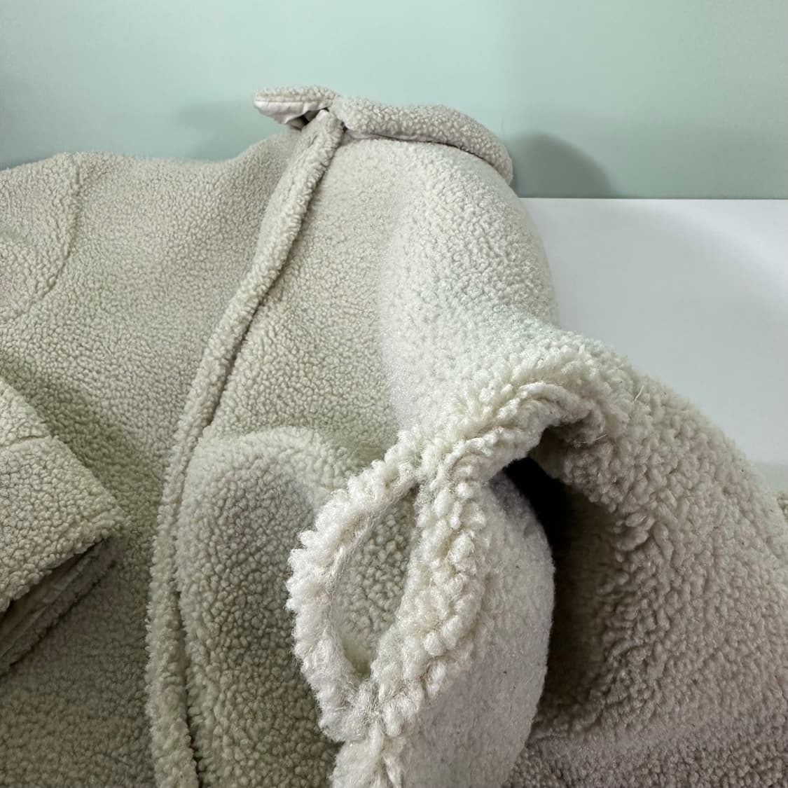 우먼L-XL 유니클로U 베이지 오버핏 카라넥 플리스자켓 상품이미지5