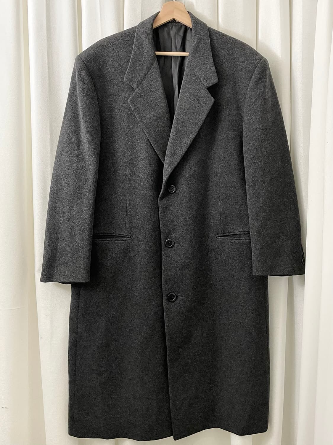 랑방 챠콜 울 모직 롱 코트 상품이미지3