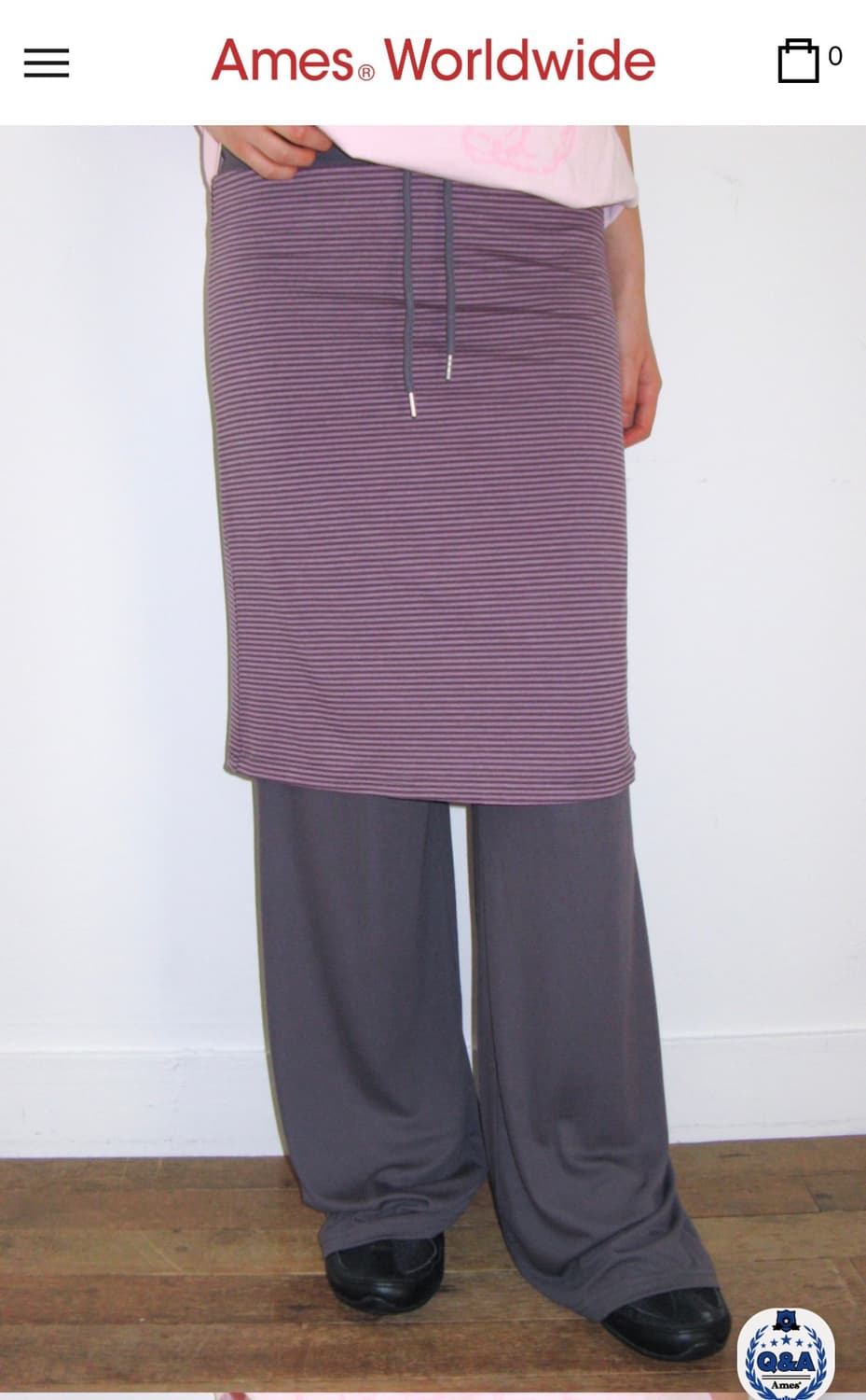 아메스 월드와이드 스트라이프 레이어드 스커트 팬츠 퍼플 상품이미지2