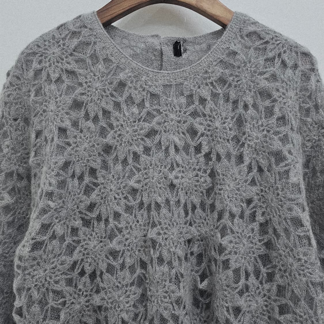 그레이 울 시스루 루즈핏 니트 상품이미지5