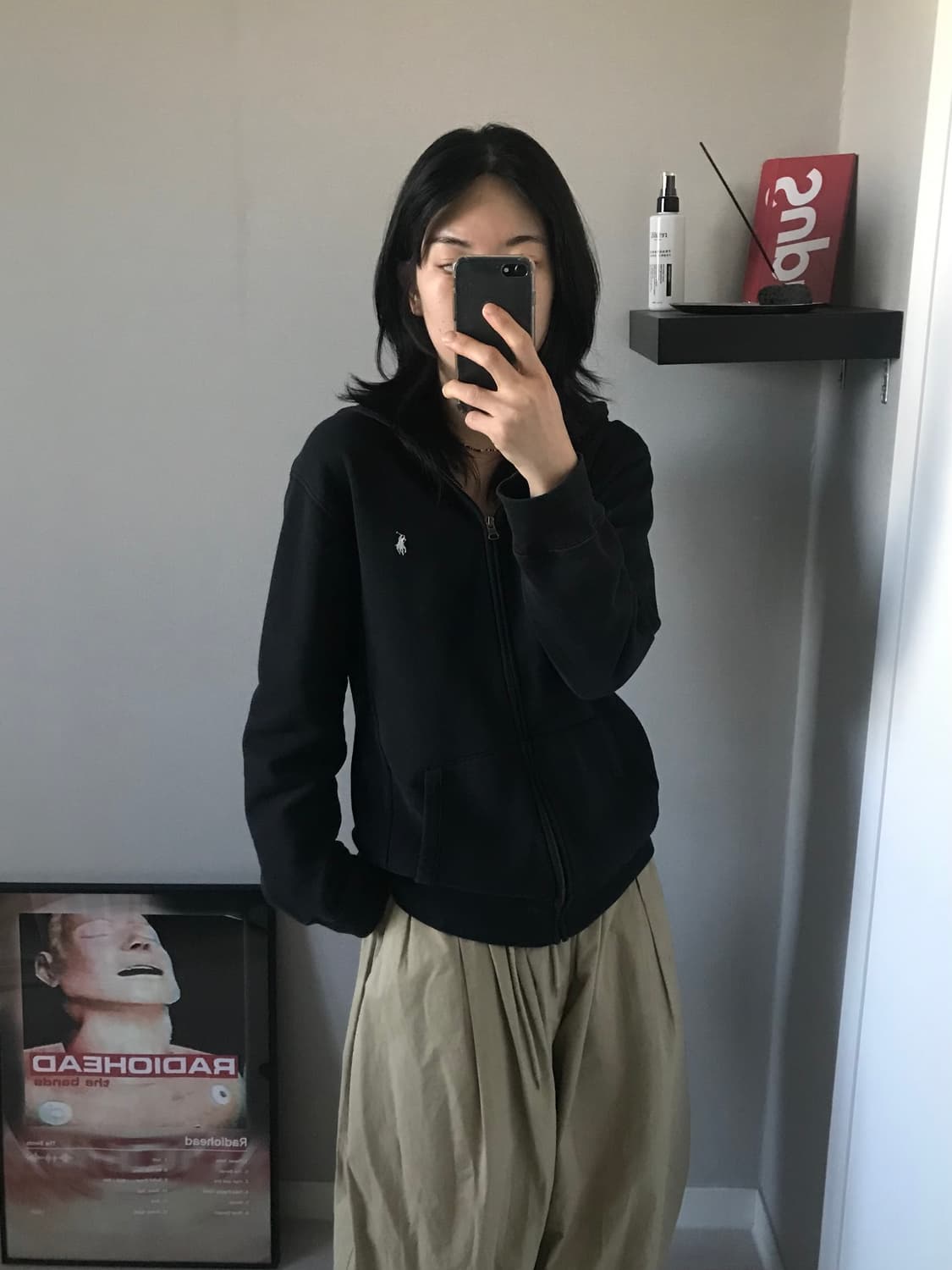 폴로 랄프로렌 포니 로고 블랙 후드집업 상품이미지4