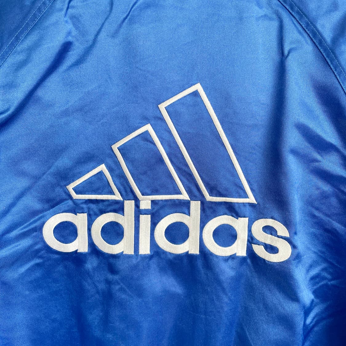 B1 아디다스 블루 사틴 올드스쿨 바시티 재킷 90사이즈 상품이미지5