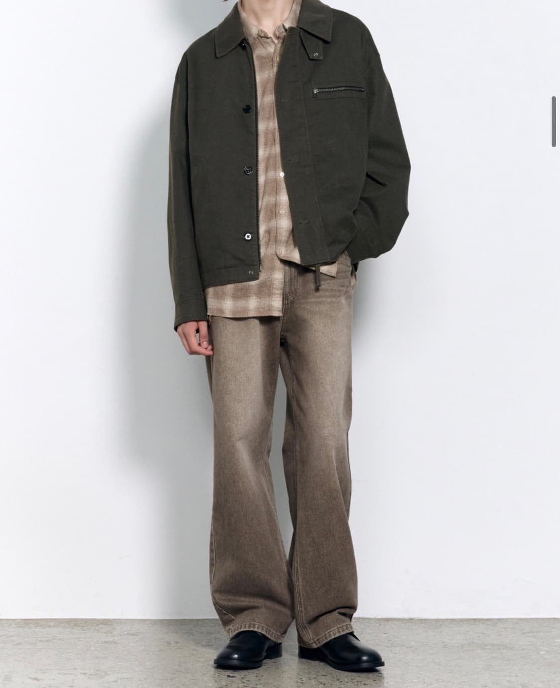 인사일런스 KIPAS 세미와이드 데님 팬츠 VINTAGE KHAKI 상품이미지5