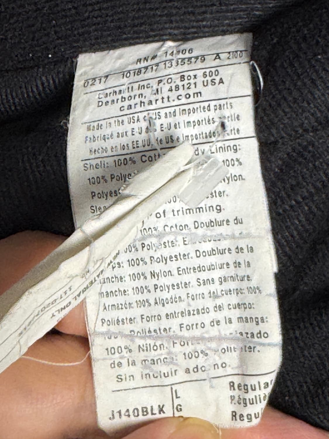 칼하트 덕액티브 자켓 빈티지 USA J140BLK XL 상품이미지9