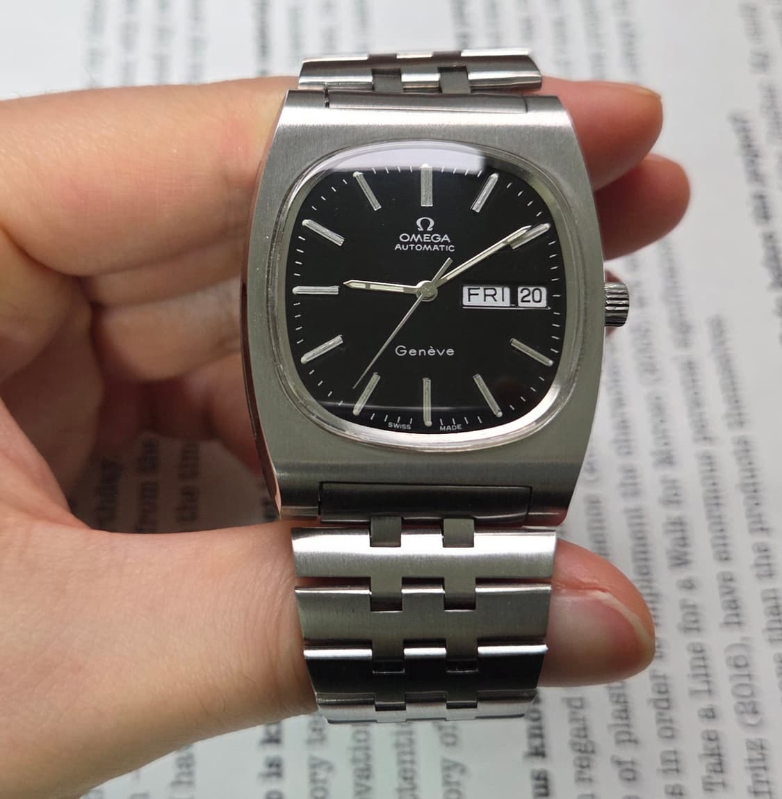 레어] 빈티지 오메가 제네브 테레비 점보 블랙판 데이데이트 브레이슬릿 v 상품이미지2