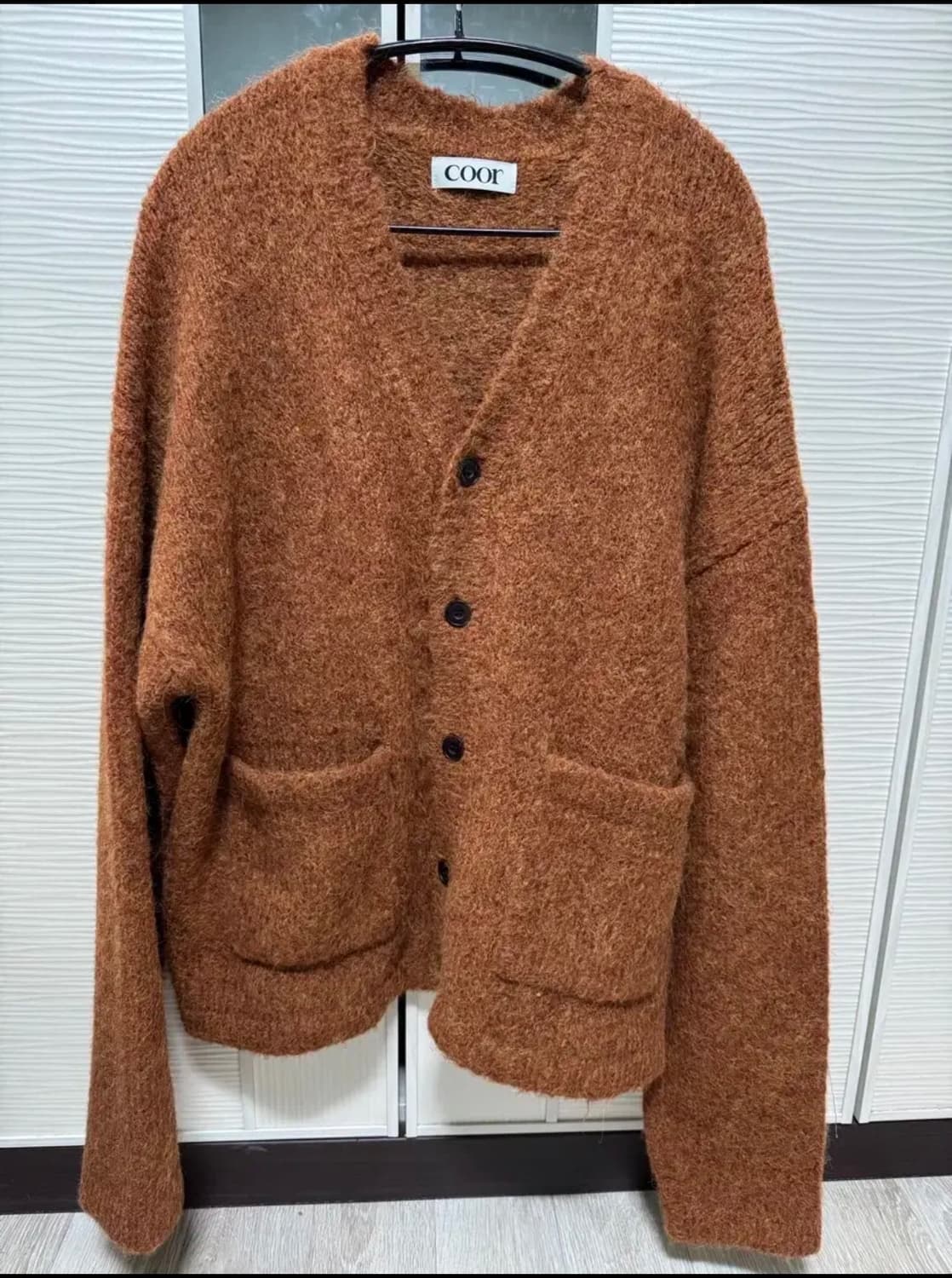 쿠어 헤어리 소프트 알파카 가디건(브릭) M 상품이미지1