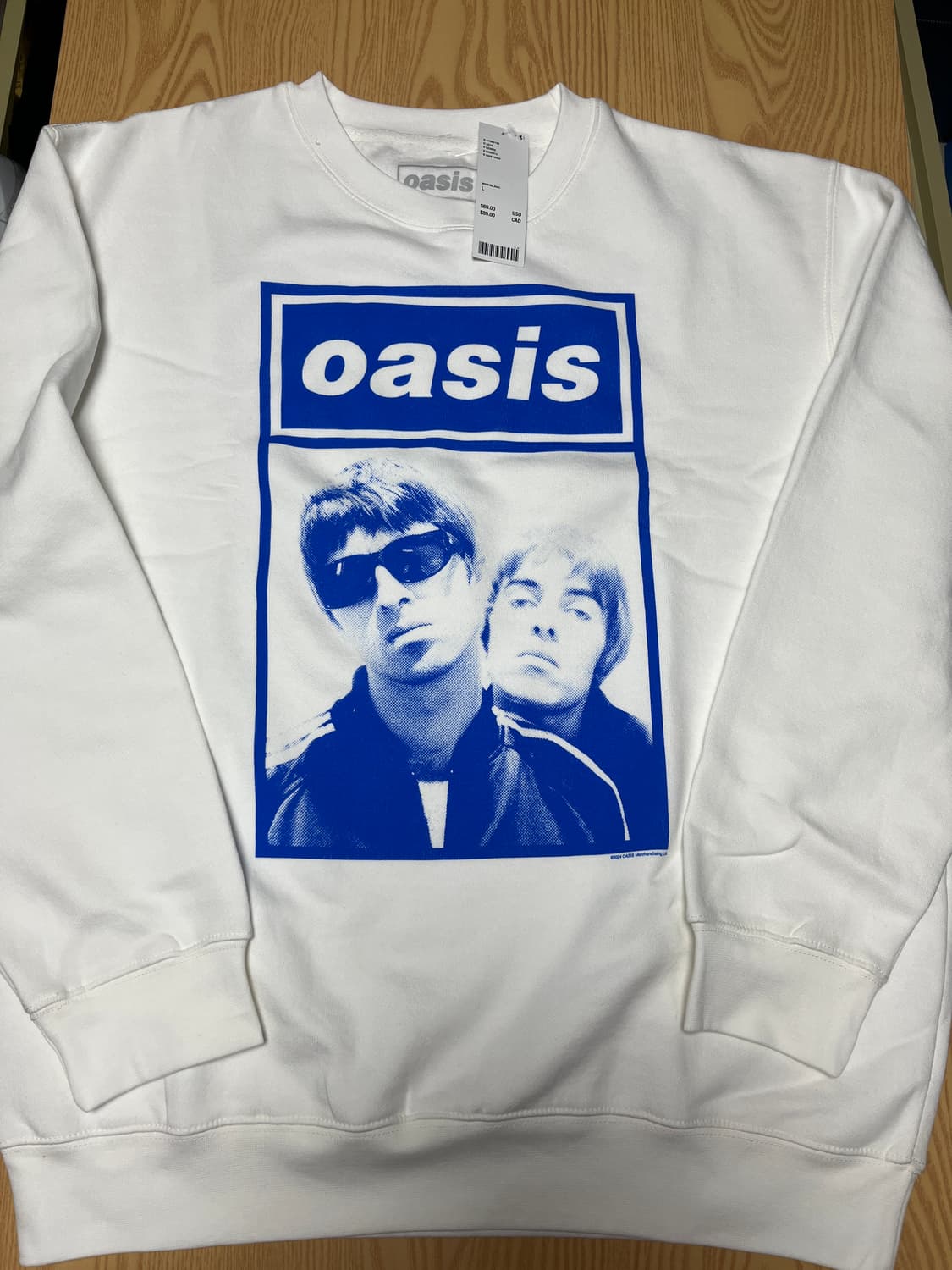 [L] 오아시스 OASIS 밴드 프린팅 맨투맨 화이트 새상품 상품이미지1