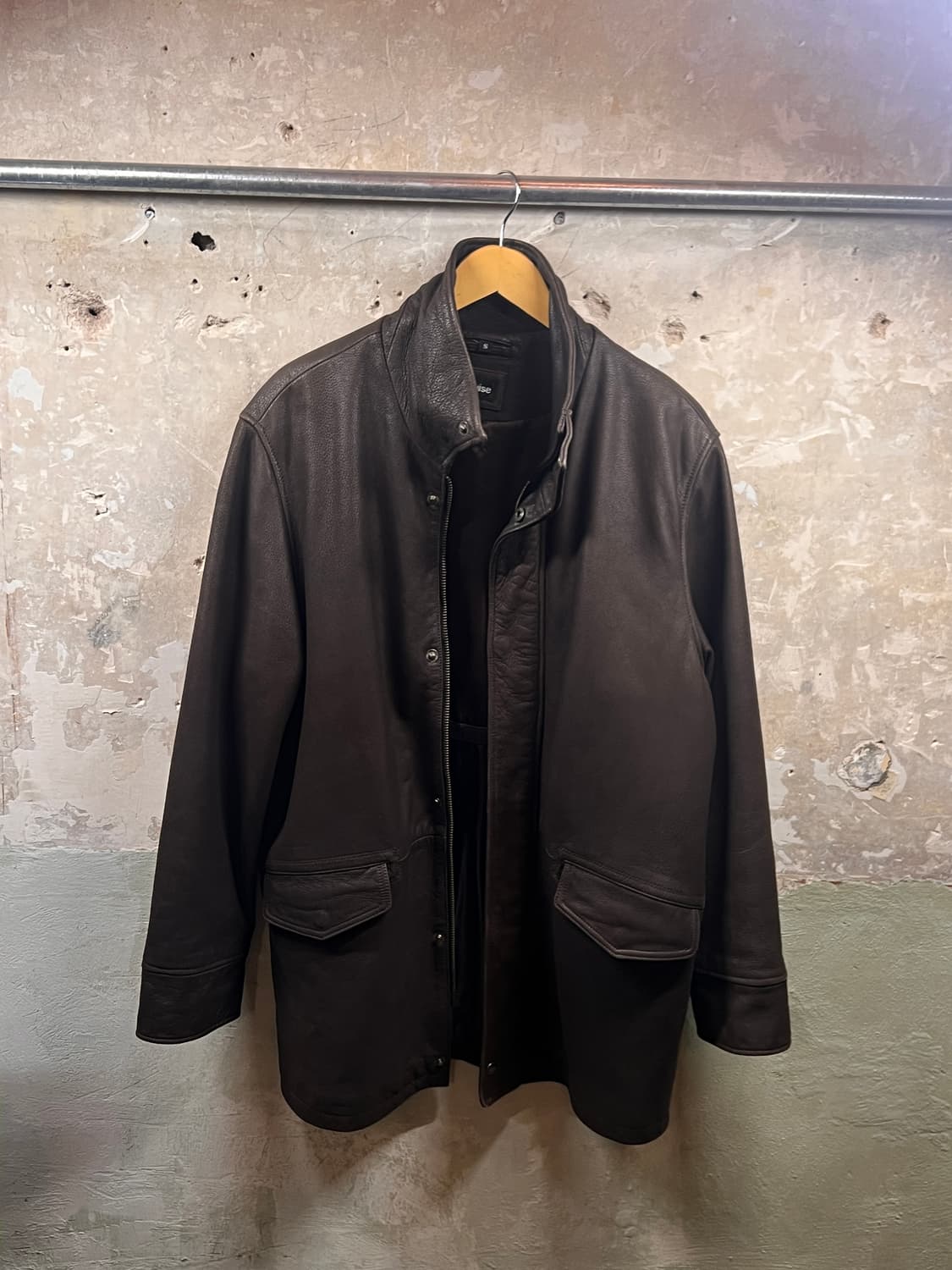 [Vintage] 런던 빈티지 리얼 레더 스탠드 칼라 하프 자켓 (S) 상품이미지3